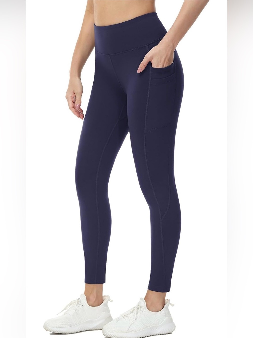 NWOT Navy BALEAF Size Large High-Rise Fleece Lined Leggings w/ Side Pockets